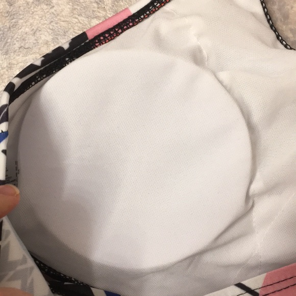 NWOT White/Pink & Blk Halter Cheeky Bikini - Picture 4 of 6